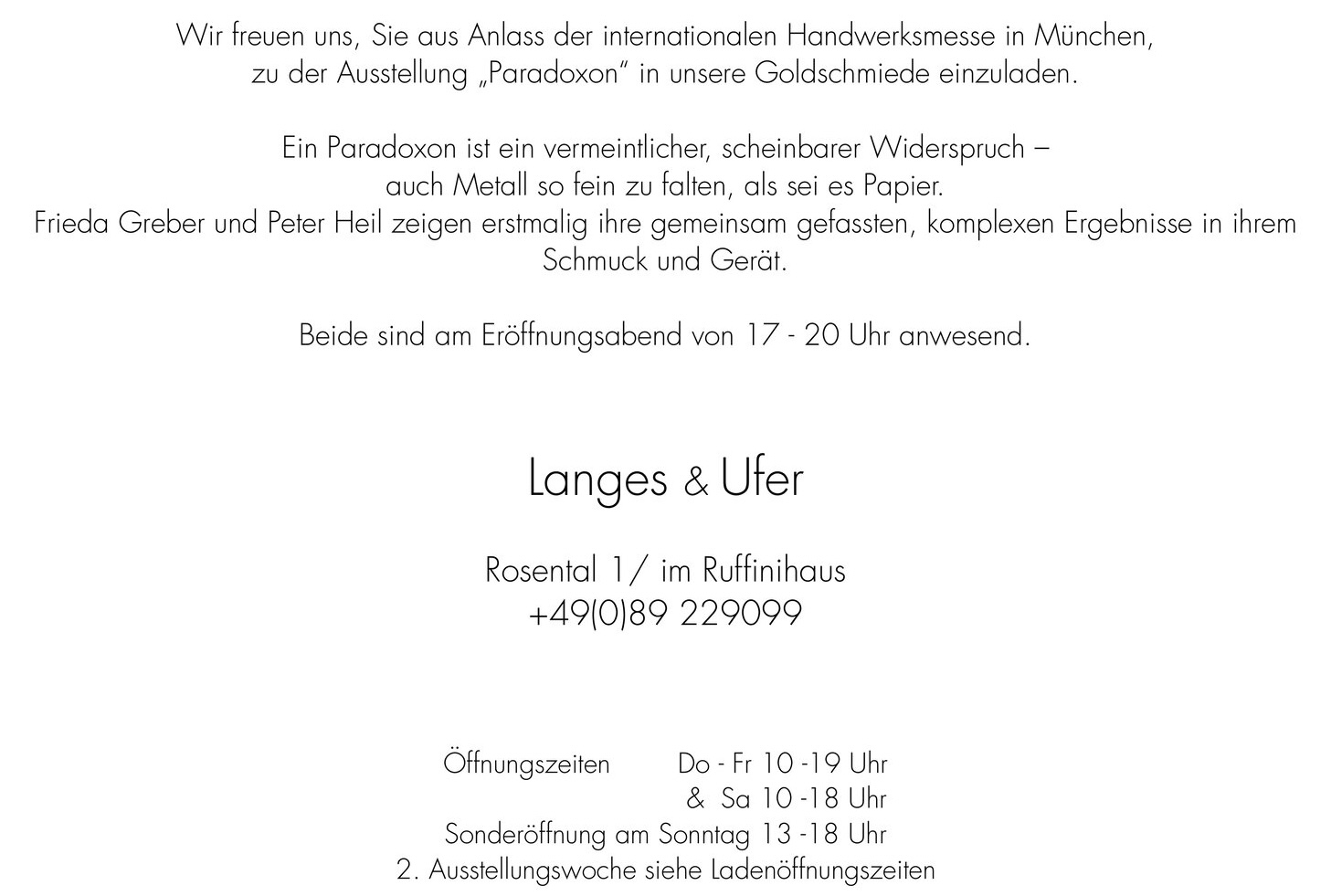 Ausstellung Paradoxon - 4.3.26 bis 14.3.26 bei Langes und Ufer